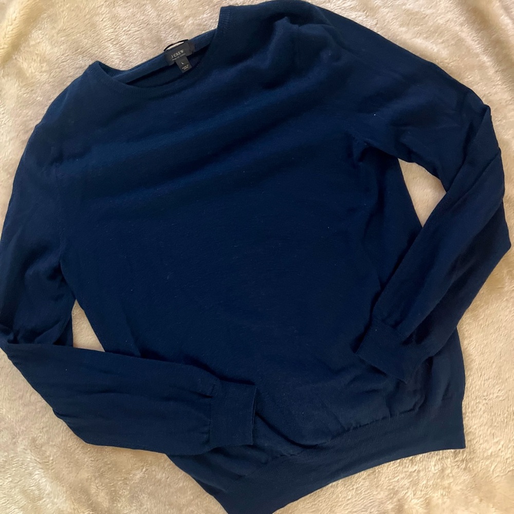 J. Crew Merino Wool Slim Fit Sweater in Blue - Size L